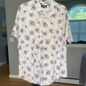 Express White and Black Casual Button Down Shirt